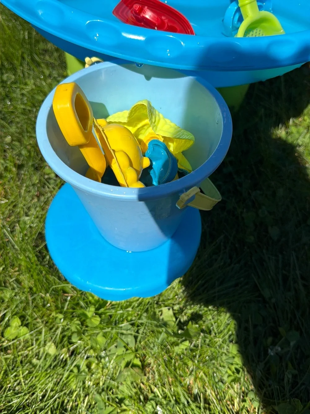 SOLD! Blue and Yellow Kids Water Play Table with Sand Toy Set